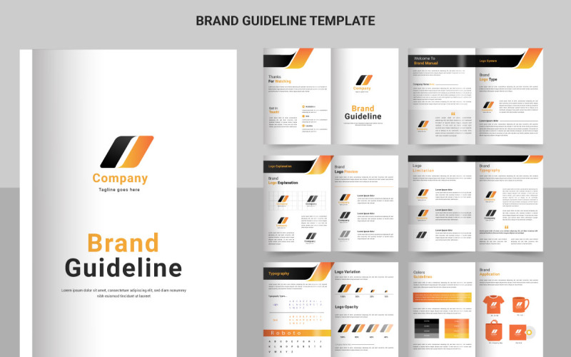 Brand Guidelines template. Brand Identity presentation. Logo Guideline template design Illustration