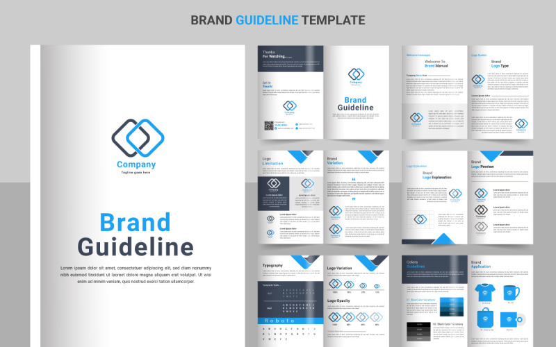 Brand Guidelines template. Brand Identity presentation.Guideline template. Logo Guide Book Illustration