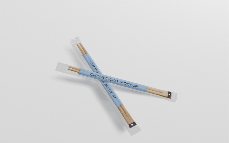 Chopsticks Mockup with Transparent Packaging Product Mockup