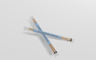 Chopsticks Mockup with Transparent Packaging