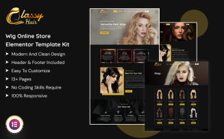 Classy Hair - Wig Online Store Elementor Template Kit