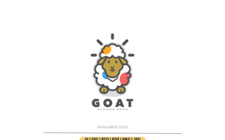 Goat line art logo design template