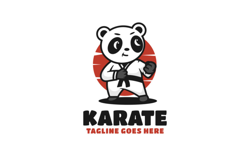Karate Panda Mascot Cartoon Logo Logo Template
