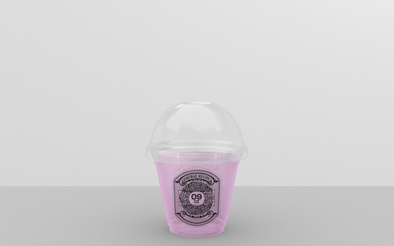 Clear Cold Drink Cup Packaging Mockup 09-Oz Product Mockup