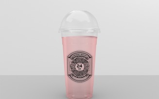 Clear Cold Drink Cup Packaging Mockup 24-Oz