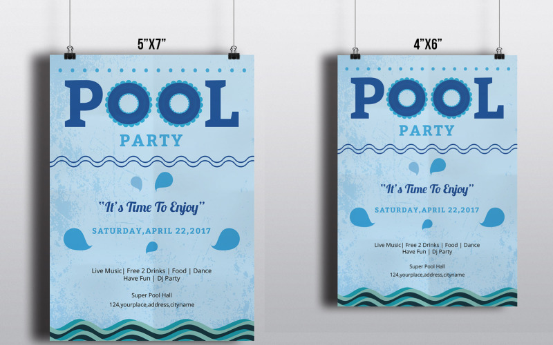 Printable Summer Pool Party Invitation Flyer Template Corporate Identity