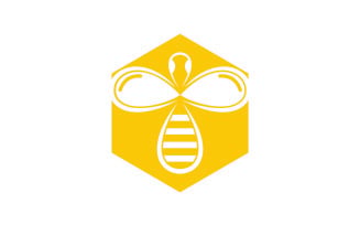 Bee honeycomb animal logo design template vector v10