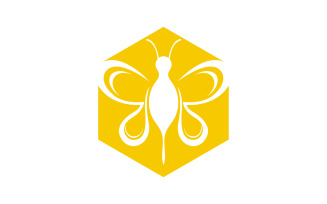 Bee honeycomb animal logo design template vector v12