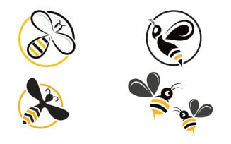 Bee honeycomb animal logo design template vector v25