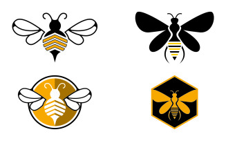 Bee honeycomb animal logo design template vector v27
