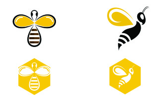Bee honeycomb animal logo design template vector v28