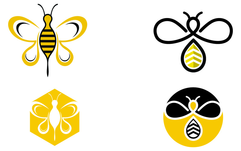 Bee honeycomb animal logo design template vector v29 Logo Template