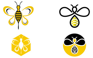 Bee honeycomb animal logo design template vector v29