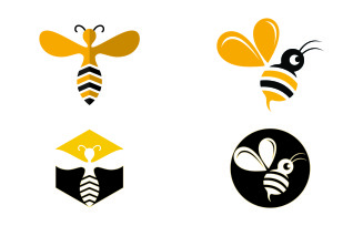 Bee honeycomb animal logo design template vector v30