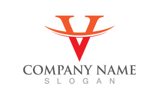 V letter initial logo design template v11