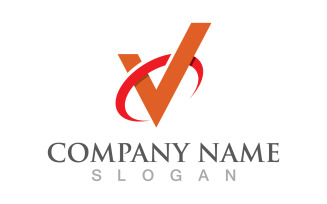 V letter initial logo design template v12