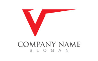 V letter initial logo design template v14