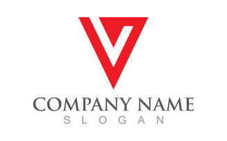 V letter initial logo design template v17