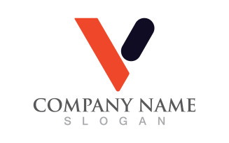 V letter initial logo design template v18