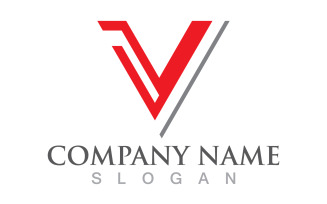 V letter initial logo design template v1