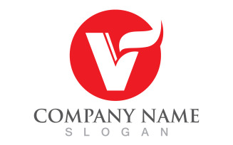 V letter initial logo design template v2