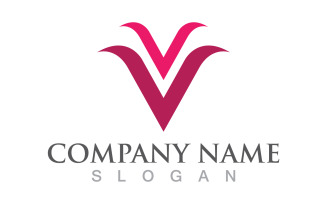 V letter initial logo design template v4