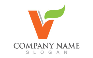 V letter initial logo design template v5