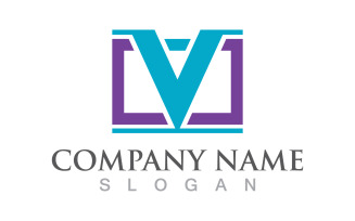 V letter initial logo design template v6