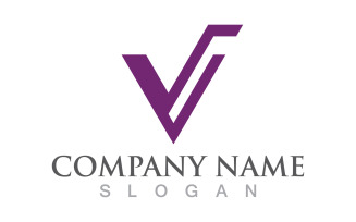 V letter initial logo design template v7