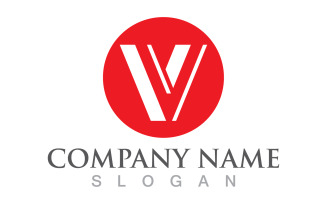V letter initial logo design template v8