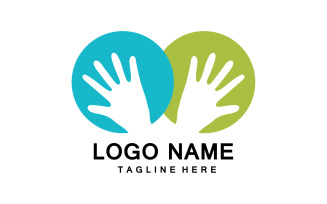Hand help care health logo vector design template v1