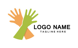 Hand help care health logo vector design template v2
