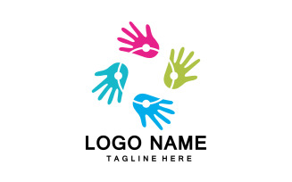 Hand help care health logo vector design template v3