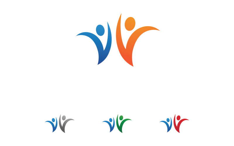 Health success human caracther people jump logo vector v3 Logo Template