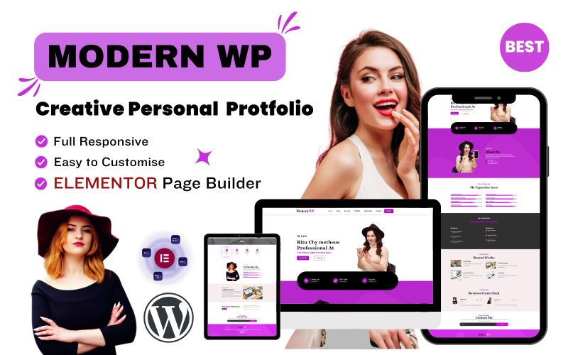 ModernWP Creative Portfolio And Personal Full Responsive WordPress theme WordPress Theme