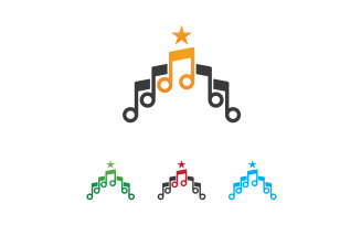 Music note player logo icon template design v6