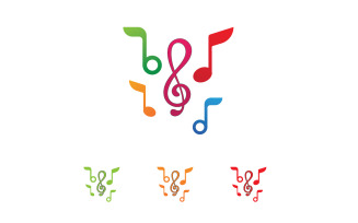 Music note player logo icon template design v9
