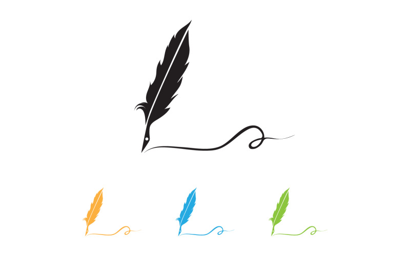 Pen write sign feather pen logo v1 Logo Template