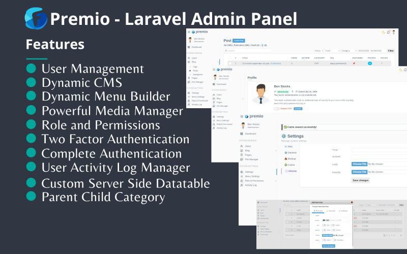 Premio - A Powerful Dynamic Laravel Admin Panel Admin Template