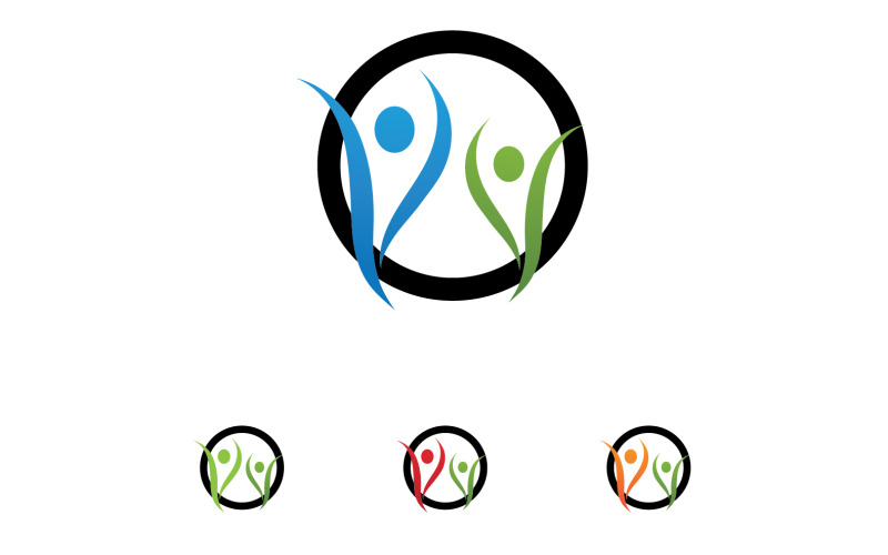 Health success human caracther people jump logo vector v18 Logo Template