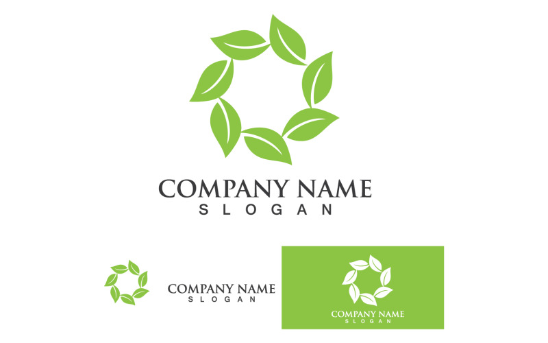 Green eco leaf nature tree design template logo v12 Logo Template
