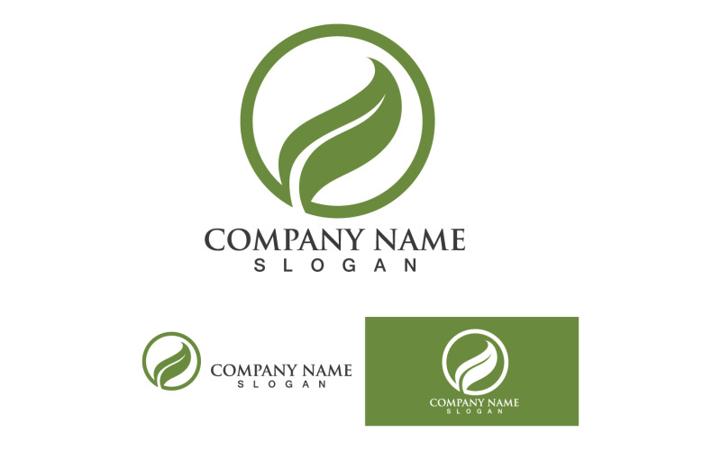 Green eco leaf nature tree design template logo v14 Logo Template