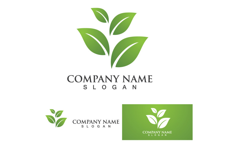 Green eco leaf nature tree design template logo v15 Logo Template