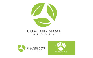 Green eco leaf nature tree design template logo v18