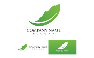Green eco leaf nature tree design template logo v4