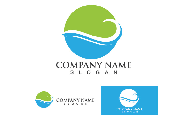 Water wave beach design logo template v19 Logo Template