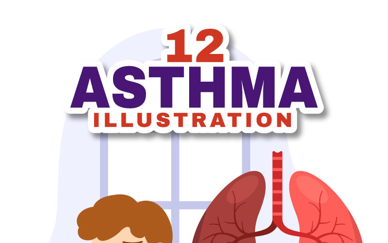12 Asthma Disease Vector Illustration