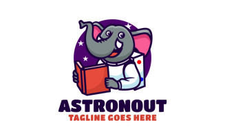 Astronaut Elephant Cartoon Logo