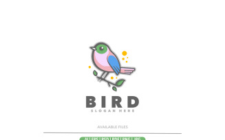 Bird cute line simple logo design