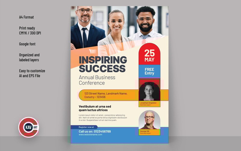 Business Conference or Event Flyer Vector Design Template Corporate Identity